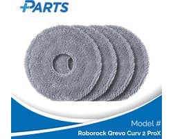 Roborock Qrevo Curv 2 ProX Dweilpads (4 Stuks, Plus.Parts® alternatief voor 8.02.0453)