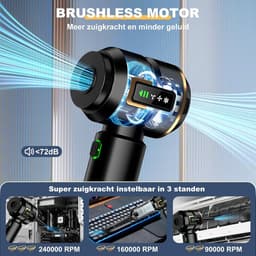 Handstofzuiger 4-in-1 - Draagbare Stofzuiger - Snel Schoonmaken - Intelligent LCD-scherm - 28.000 PA - Zwart — thumbnail 4