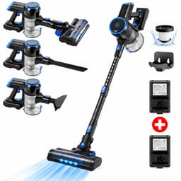 AG4100 Blue Steelstofzuiger Draadloos – Stofzuiger Zonder Zak – Draadloze Stofzuiger – Extra Batterij – Tot 90 Min Stofzuigen – Kruimeldief – Dierenharen – LED Zuigmond — thumbnail 1