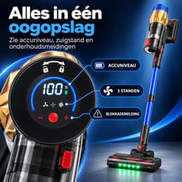 VOLOSON V18 draadloze steelstofzuiger - 50 kPa - 550 W - tot 60 min - 1,5 L - touchscreen - blauw — thumbnail 5