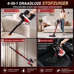 Steelstofzuiger Draadloos 4-in-1 – 49 Min Accuduur – HEPA Filter – LED Verlichting – 2 Zuigstanden — thumbnail 4