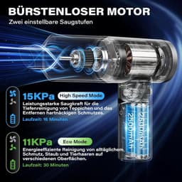 Draadloze Handstofzuiger - Zwart - Opvouwbaar - Krachtige Borstelloze Motor - Voor Auto en Huisdierenhaar — thumbnail 2