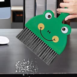 Stoffer en Blik Set - Kleine Bezem Stoffer - Bureau Schoonmaken - Compact Ontwerp - 18x23x5cm - Kikker — thumbnail 5