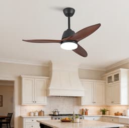 MIVRAY Plafondventilator Met Led Verlichting 106,68 Cm Massief Hout Zwart En Donker Notenhout Voor Woonkamer En Slaapkamer — thumbnail 1