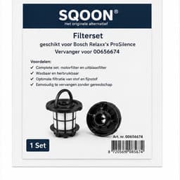SQOON® filterset geschikt voor Bosch Relaxx'x ProSilence stofzuiger - Gelijk aan 00708278 - cilinderfilter vervanging — thumbnail 2