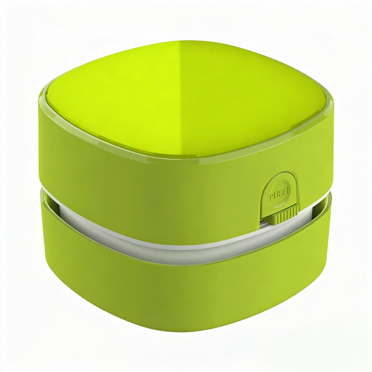 Groene compacte bureaustofzuiger met AA‑batterijvoeding (zonder batterijen), lange looptijd en 360° draaibare reinigingskop, bureaustof en gumresten, geschikt voor thuis, school, kantoor en als origineel kindercadeau — afbeelding 1