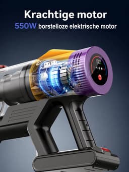 Novari Draadloze stofzuiger - Vacuüm cleaner - Zonder zak - Snoerloze Steelstofzuiger - Meerder opzetstukken - 550 W - 45 min — thumbnail 5