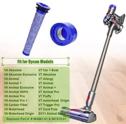 V7 V8-filtervervanging geschikt voor Dyson V7 V8 - Filter set - 2 HEPA-naffilters + 2 voorfilters, onderdeel 965661-01 & 967478-01 — thumbnail 2