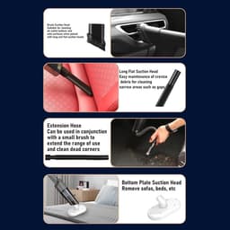 Draadloze Steelstofzuiger - Handstofzuiger Oplaadbaar - Snelle Reiniging Huis - 6-in-1 Veelzijdig - 350 ml - Zwart — thumbnail 2