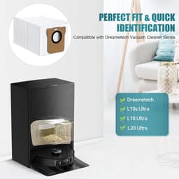 14 stuks stofzuigerzakken - compatibel met Dreame D10 Plus D10s Plus Z10 Pro L10 Plus robotstofzuiger- 2,5 liter automatisch afsluitende stofzak - vervanging voor dierenhaar en dagelijks vuil -meerlaagse filtratie — thumbnail 3