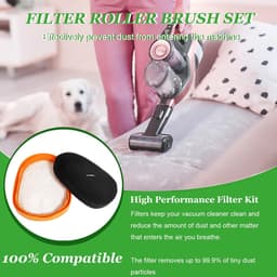 6 stuks - 1 rolborstel + 4 filterpatronen + 1 klein wit borsteltje -Vervangend Filterset voor Philips stofzuiger FC6728/FC6727/FC6822/FC6812 -filters Compatibel met Philips SpeedPro Max-serie 7000-serie 8000-serie — thumbnail 3
