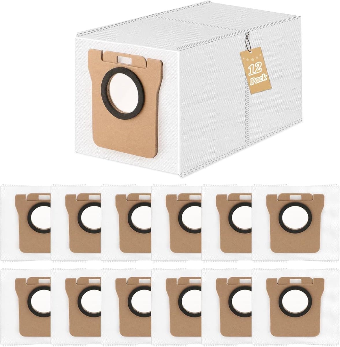 12-pack vervangende stofzakken voor Dreame L10s Ultra / L10 Ultra / L20 Ultra /S10/S20, compatibel met Xiaomi X10+ / X20+/X10/X20/L10/M40, stofzak met grote capaciteit 3,2 l grote capaciteit — afbeelding 1