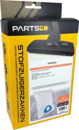 5 Stofzuigerzakken PARTS4® geschikt voor Nilfisk GS / GM series | Made in Europe | Passend in Nilfisk GS series, GM series, GM80, GM90, GS70, GS80 | Alternatief voor origineel 107418500, 816200000, 82095000 — thumbnail 1