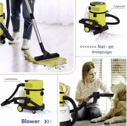 Profeco Stofzuiger Nat en Droog - Alleszuiger - Bouwstofzuiger - 3in1 Stofzuiger - 1200W - 20L - Blaasfunctie, Spray & Extractie - Geel/Zwart — thumbnail 2