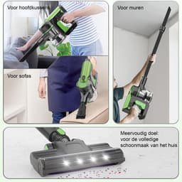Grenintol Steelstofzuiger - 8 in 1 Steelstofzuiger Draadloos - Zelfstaande Stofzuiger Zonder Zak - 300W/2200 mAh Accu - 55 Minuten - 1,2 L Stofbak - voor Tapijten en Harde Vloere - 65,000PA - Groente — thumbnail 3