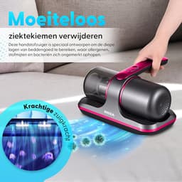 Roxa Huisstofmijt Stofzuiger - UV Lamp Sterilisator - Matras, Tapijt, Meubel, Zetel & Bank Reiniger Apparaat - Kruimeldief snoerloos best verkocht - Bacterie, Mijt & Schimmel Bestrijder - Zonder Zak - USB Opladen - Rood/Grijs - 2025 — thumbnail 3