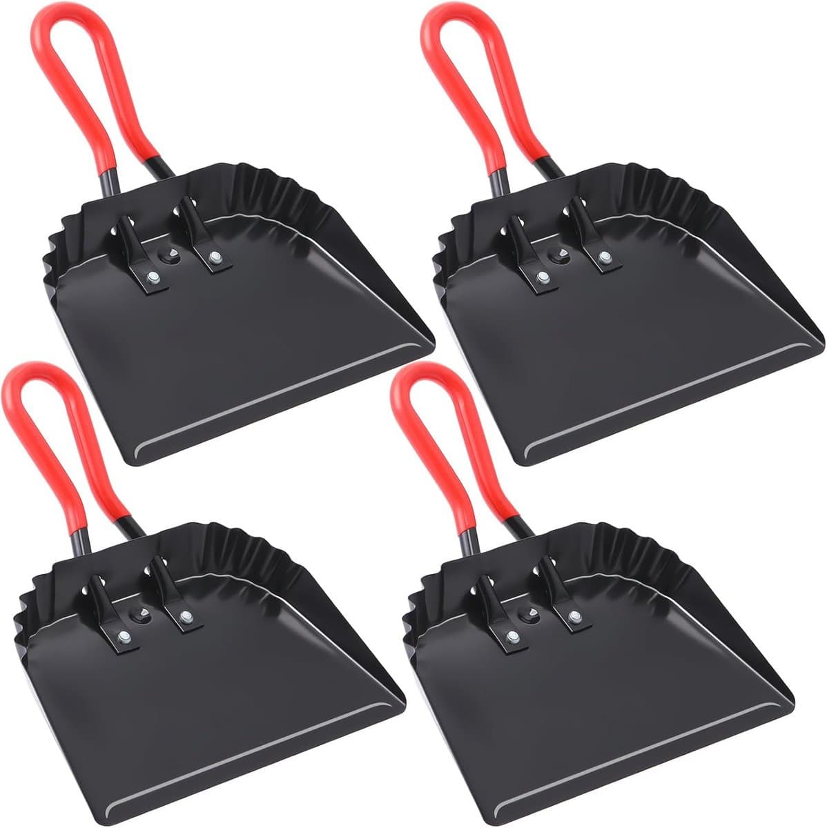 Industriële Zwarte Metalen Stofpannen - 4 Stuks 12 Inch Heavy Duty Reinigingsgereedschap — afbeelding 1
