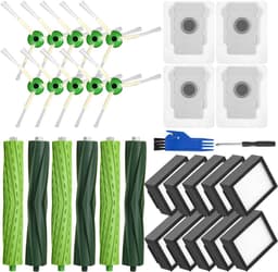 Reserveonderdelen voor iRobot Roomba i7 i7+ j7 j7+ i3 i3+ i4 i4+ E5 E6, borstelaccessoires voor Roomba E/I/J-serie, 3 sets rubberen borstels, 10 hoogwaardige filters, 10 zijborstels, 4 stofzakken — thumbnail 1