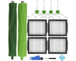 Vervangende Onderdelen kit geschikt voor iRobot Roomba i7 i7+i3+i3 i4+i4 i6 i6+i8 i8+/Plus E5 E6 E7 Stofzuiger accessoires, 1 set Rubber Borstel, 4 Zijborstels, 4 HEPA Filters (9 Stks)