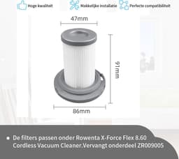 Replacements® Filters geschikt voor Rowenta X-Force Flex 8.6 - RH96XX - ZR009005 - 4-delig — thumbnail 2