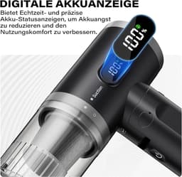 Draadloze Handstofzuiger - Zwart - Opvouwbaar - Krachtige Borstelloze Motor - Voor Auto en Huisdierenhaar — thumbnail 5