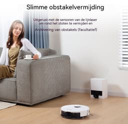 Robotstofzuiger Met Dweilfunctie - 5000 Pa Zuigkracht - Leegt Automatisch - 3-In-1 Dweilrobot - LDS LiDAR Navigatie - Voor Tapijt En Harde Vloeren - Wit — thumbnail 5