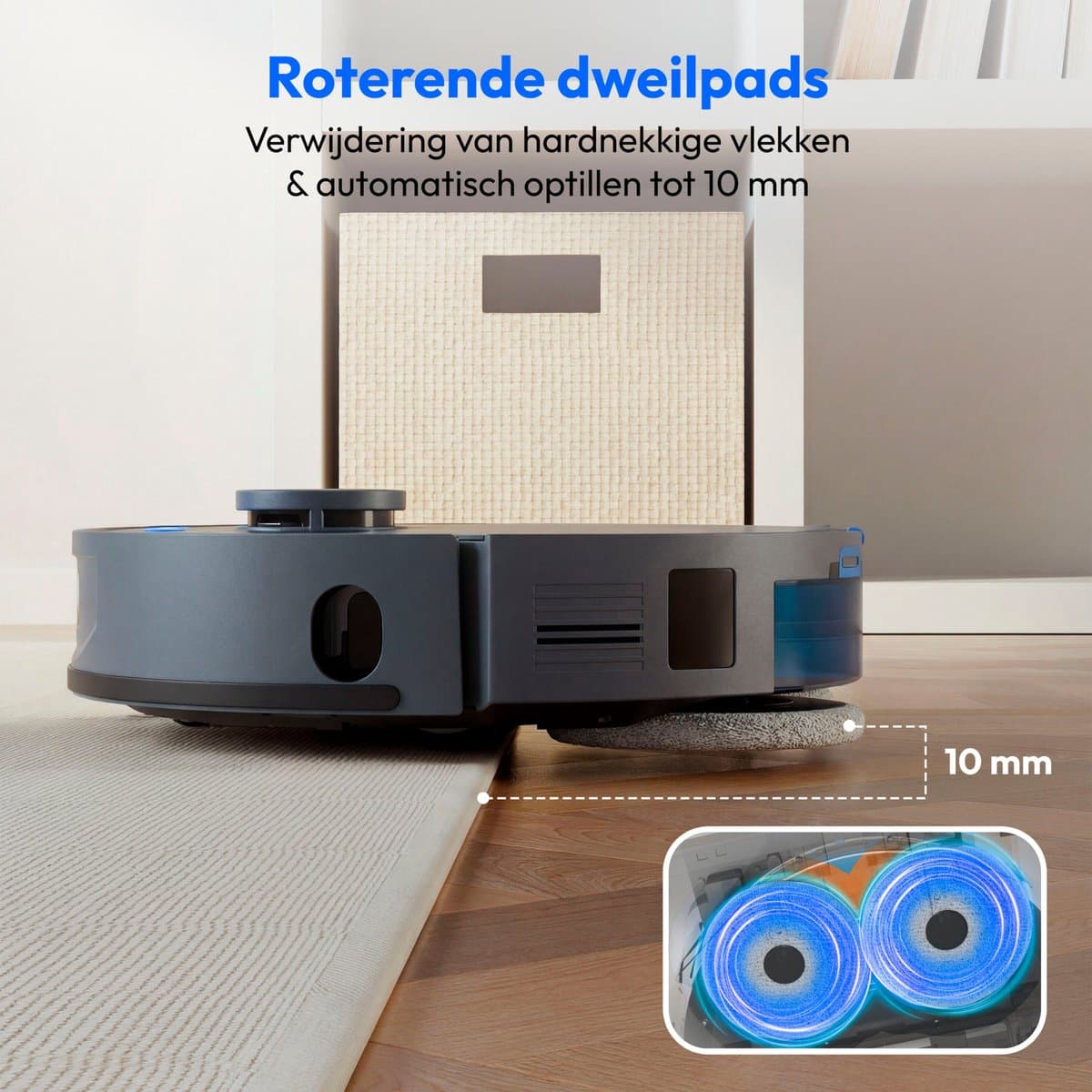MEDION Robotstofzuiger met 3-in-1 station, lasernavigatie en dweilfunctie X55 SW+ Pro (10.000 Pa, 2-in-1 robot, roterende dweilmoppen, kruislijnlaser) | Starke 10.000 Pa Saugkraft, rotierende Wischmop — afbeelding 1