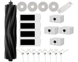 Accessoiresgeschikt voor Ecovacs Deebot T20 Omni en T20e Omni: 1 grote rubberen borstel, 4 HEPA-filters, 4 reinigingsdoeken, 8 zijborstels