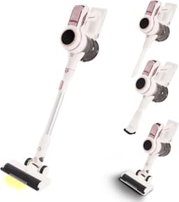 VANJOOL® Steelstofzuiger Draadloos – 120W Krachtige Accu Stofzuiger – 2-in-1 Kruimeldief – 9 kPa Zuigkracht – Zakloos – Inclusief 3 Opzetstukken – CleanDetect Technologie – Wit / Roze — thumbnail 1