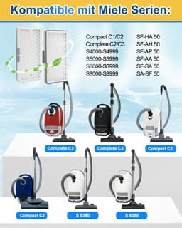 4 stuks - 2 filter en 2 sets Filterkatoens - Voor Miele stofzuigers, Ideaal Hepa Airclean 50 accessoires voor Miele Complete C3 & C2, Compact C1 & C2 , GN Hycean3D, S8340, S6 ,AH50, S3 — thumbnail 5
