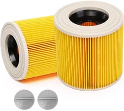 2x Patroonfilter geschikt voor Kärcher WD1, WD2, WD3 en A series Luchtafvoer Filter Cartridge Water stofzuiger - Cartridgefilter - Filter - Stofzuiger Filter - Voor mensen met allergie voor fijnstof / geuren — thumbnail 1