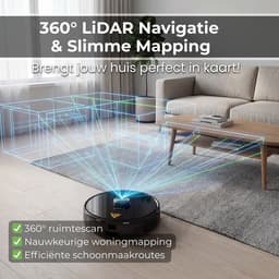 LuxaLife Louis V1 Robotstofzuiger met Dweilfunctie en Leegstation – 10.000 Pa Zuigkracht – LiDAR Navigatie – Y-Shape Dweilen – Nederlandse App – Geschikt voor Tapijt — thumbnail 5