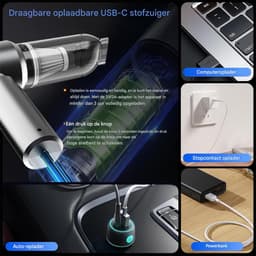 Ynkkvre -Handstaubsauger - Draadloze Stofzuiger - 3-Traps Zuigkracht 16.000 Pa + 4-In-1 Functie Blazen Opblazen Luchtonttrekking - 1 - Auto Huis Paars — thumbnail 4