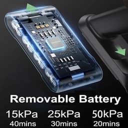Steelstofzuiger Snoerloos 550W - Handstofzuiger - 50KPa Zuigkracht - LED Touchscreen - Uitneembare Accu - Lichtgewicht Draadloze Stofzuiger - 40 Min Werktijd - 3 Zuigstanden — thumbnail 4