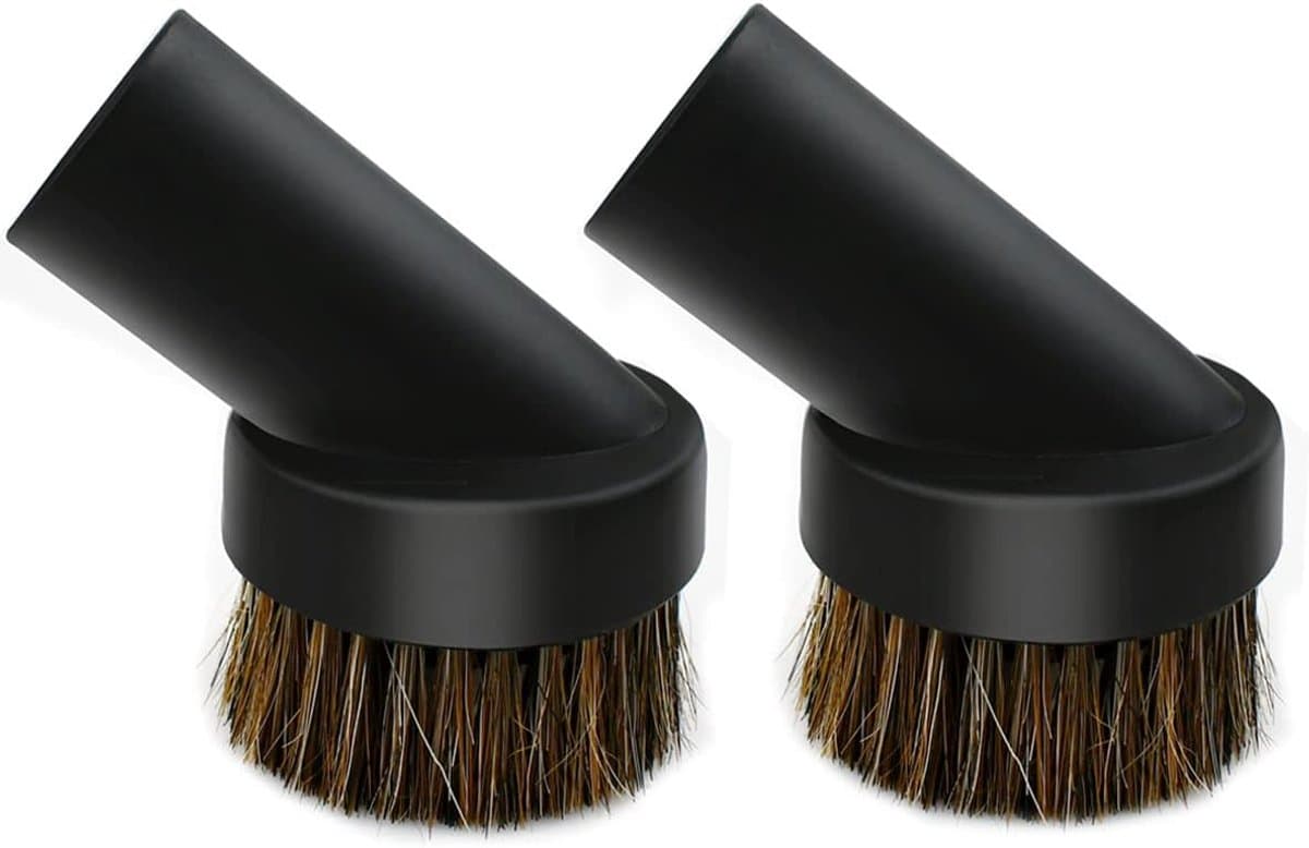 2-delige zwarte ronde stofborstel, 1,25 inch, stofzuigerslang 25 mm paardenhaar, Geschikt voor de meeste stofzuigeraccessoires — afbeelding 1