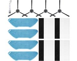 Cosensi - Accessoireset voor robotstofzuiger met 4 filters, 4 dweilpads en 4 zijborstels. Schoonmaakborstel inbegrepen.