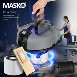 MASKO® industriële stofzuiger nat-droog roestvrij staal 2300W + stopcontact | blaasfunctie | droog en nat zuigen | Push&Clean | industriële stofzuiger met en zonder zak | zakloos - Antraciet — thumbnail 4