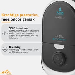 ETA Stormy Home Stofzuiger zonder Zak met Opzetstukken – ECO-motor, HEPA 13 Filter en 360° Draaibaar - Actieradius 9 Meter – 2,2 Liter – Zwart — thumbnail 2