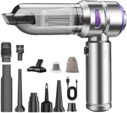 Mini Auto Stofzuiger - Zilver-paars - Handheld Snoerloze 4-in-1 Stofzuiger met Brushless Motor - Voor Auto en Kantoor — thumbnail 1