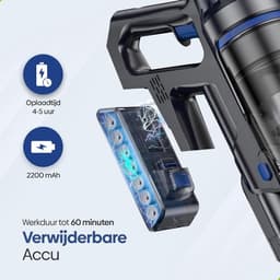 Draadloze Steelstofzuiger - Accu Stofzuiger - Vloeren Reinigen - Zuigen en Dweilen - 35.000 Pa - Zwart — thumbnail 4