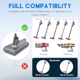 Vervangende 3900mAh V11 Accu voor Dyson met Oplader en Gereedschap — thumbnail 5