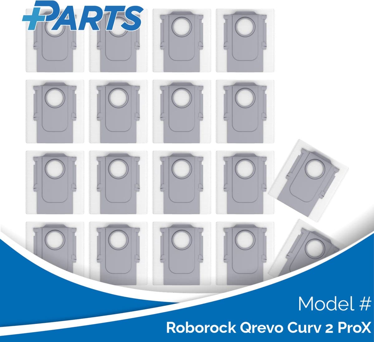 Roborock Qrevo Curv 2 ProX Stofzakken (18 Stuks, Plus.Parts® alternatief voor 8.02.0239) — afbeelding 1
