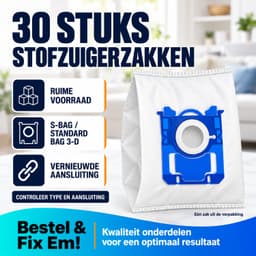 Fixem Stofzuigerzakken 30 Stuks, Geschikt voor Philips AEG Electrolux S-Bag, Standard Bag 3-D, VX9, PH99 — thumbnail 3