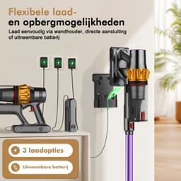 Hiaonyx steelstofzuiger - 9-in-1 steelstofzuiger draadloos - 75000pa - Met dierenborstel - LED Groene Stofdetectielamp - Geschikt voor Tapijten - Harde Vloeren en Dierenharen - 1.8-liter stofopvangbox - Paars — thumbnail 4