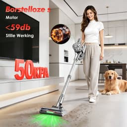 Adormii Steelstofzuiger Draadloos – 50000Pa Sterke Zuigkracht – 60 Min Accuduur – Anti-haarwikkel Vloerborstel – 4 HEPA-filters – 1,6 L Stofreservoir – Groene LED Stofdetectieverlichting – Goud — thumbnail 2