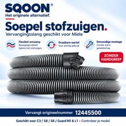 SQOON® Stofzuigerslang geschikt voor Miele C3 / S8 / S6 en Guard series - Gelijk aan model: 12445500 - Vervanging voor origineel Miele slang met wartel zonder greep — thumbnail 2