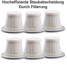 Zes wasbare en herbruikbare HEPA-vervangingsfilters Geschikt voor draadloze autostofzuigers. — thumbnail 2