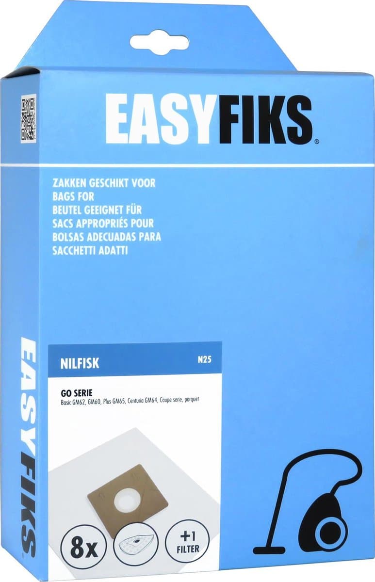Easyfiks N25 stofzuigerzakken - Geschikt voor Nilfisk Coupe Neo - 8 stuks — afbeelding 1