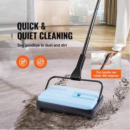 Handmatige tapijtreiniger, vloerreinigingsapparaat met 300 ml afvalbak, 17 cm reinigingsbreedte voor tapijten, dierenharen en stof, blauw — thumbnail 3