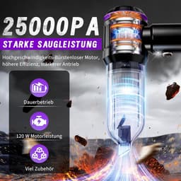 NETTLIFE - Kruimelzuiger - Handstofzuiger - Accu Mini Stofzuiger Draadloos - 25000Pa - 4-in-1 Autostoofzuiger - 3 standen - Draagbare stofzuiger - voor auto Huishouden Dierenharen - violet — thumbnail 4